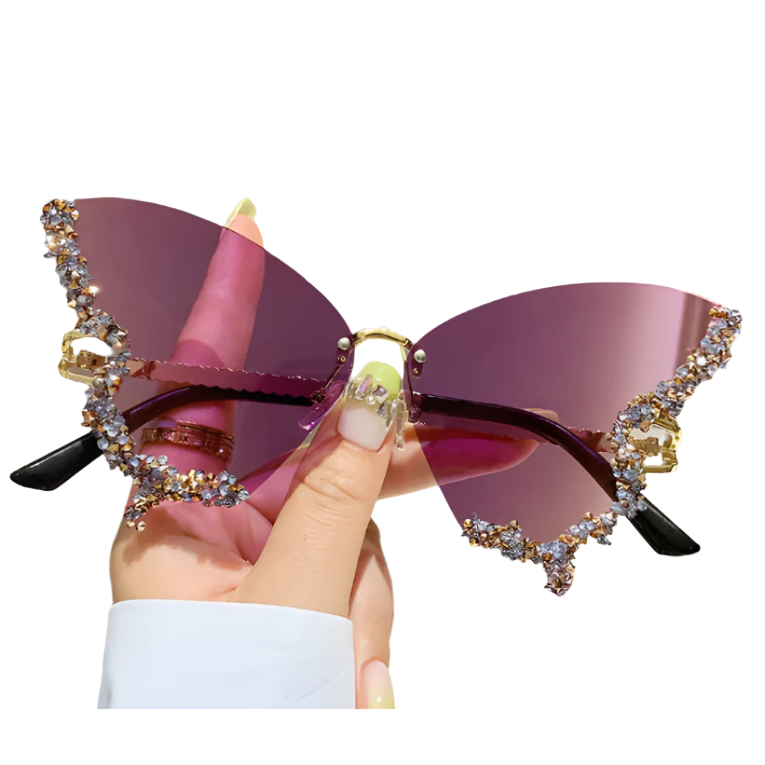 Rimless Diamond Butterfly Sunglasses