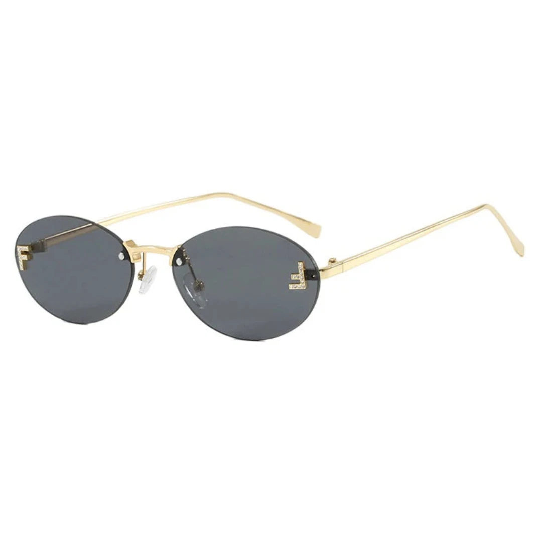 Rimless Retro Oval Frameless F Letter UV400 SG
