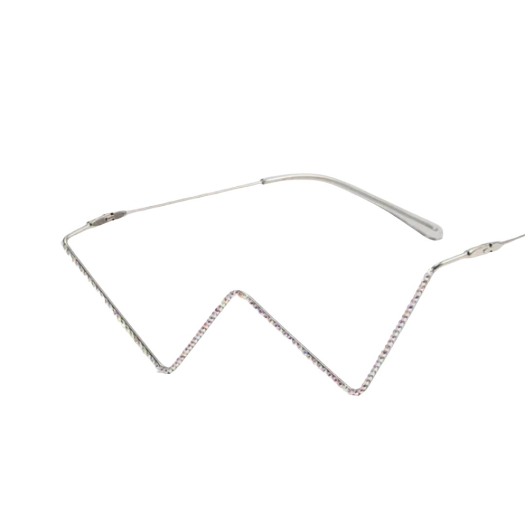 Unique Diamond-Decorated Half-Metal Frame Glasses
