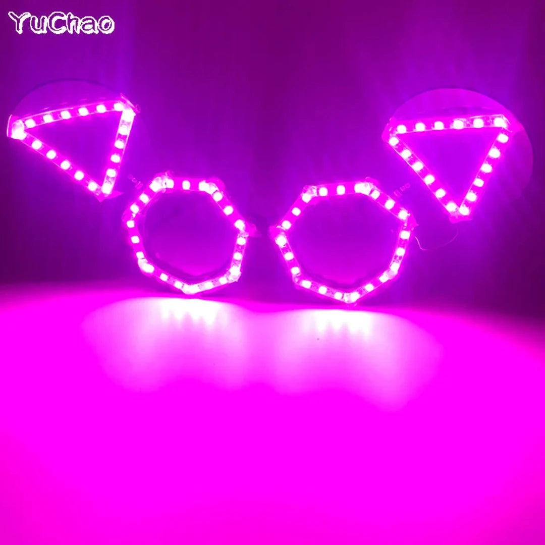 Glowing Luminous Hat Glasses Neck Tei 