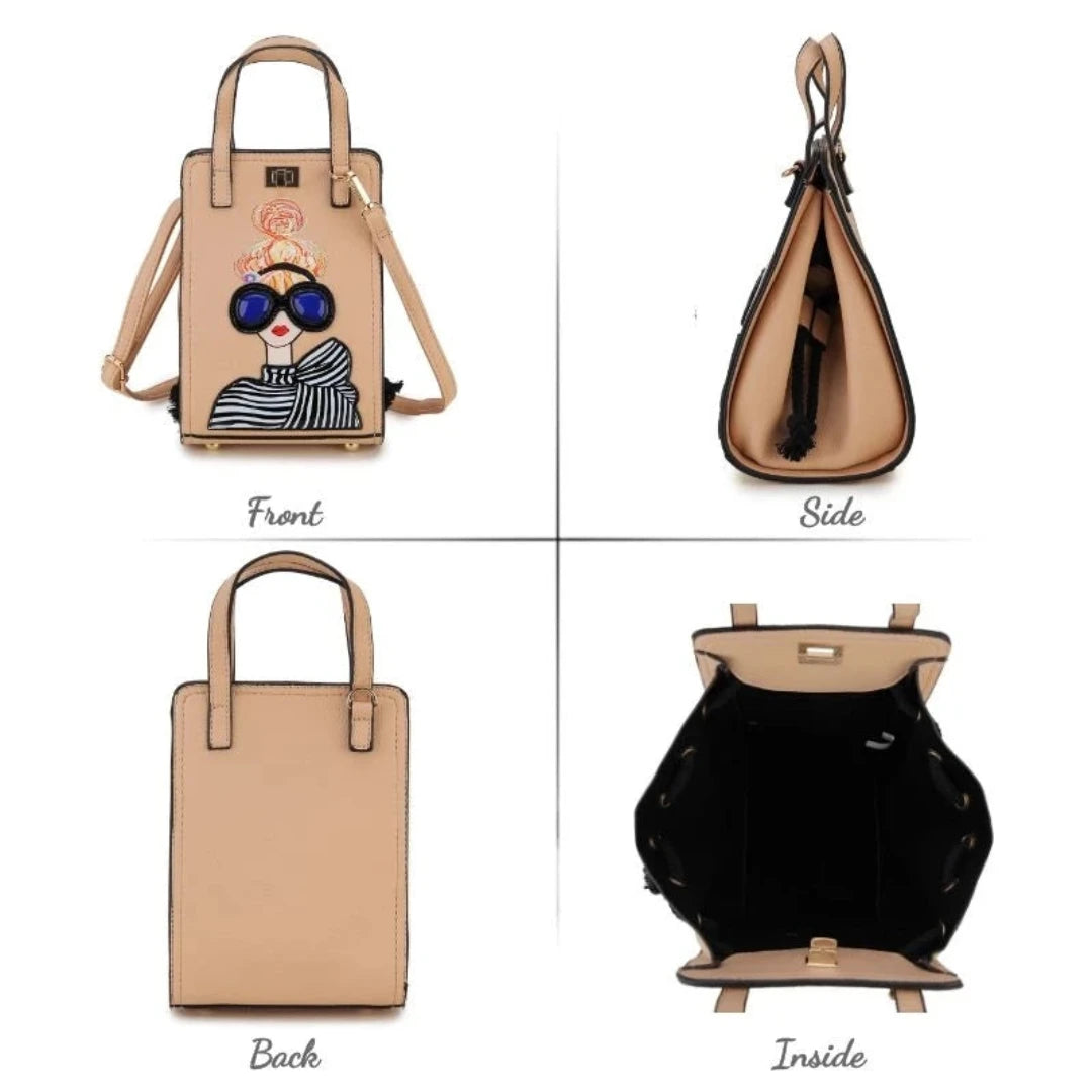 Novelty Lady Face with SG Crossbody Bag