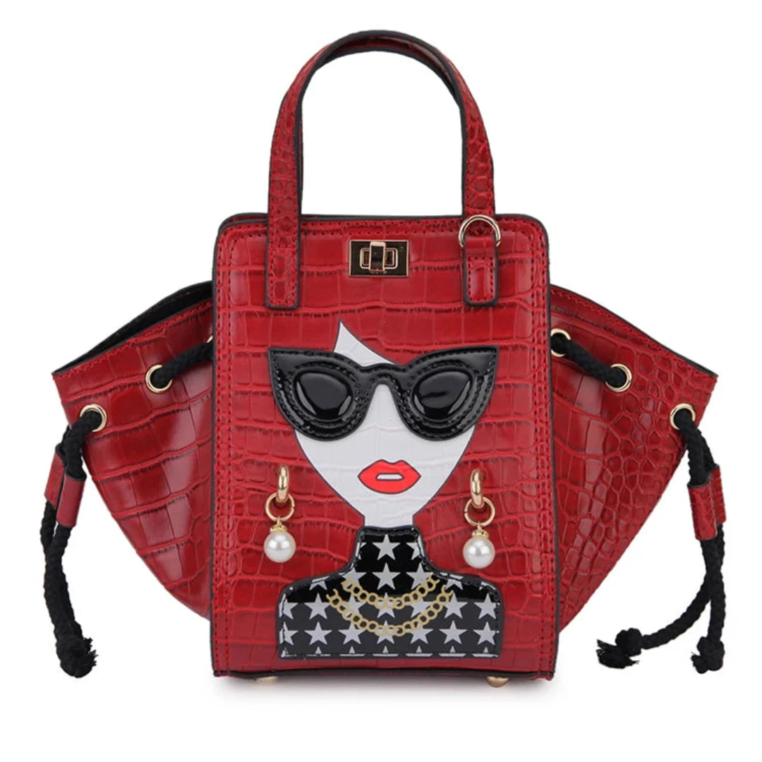 Novelty Lady Face with SG Crossbody Bag
