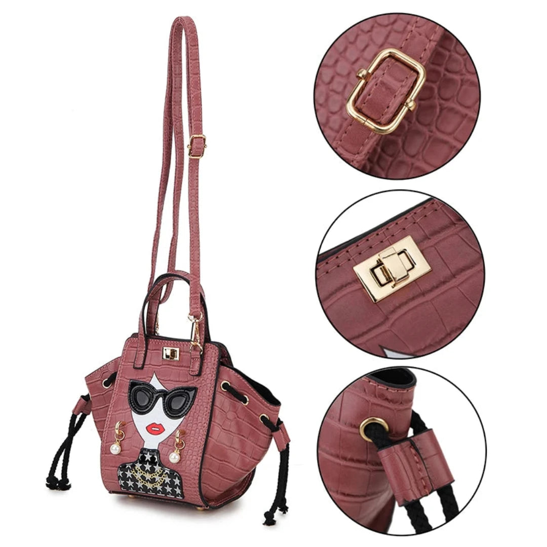 Novelty Lady Face with SG Crossbody Bag
