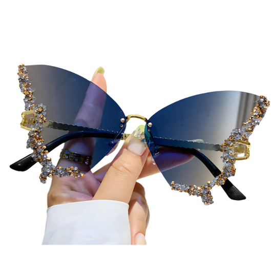 Rimless Diamond Butterfly Sunglasses