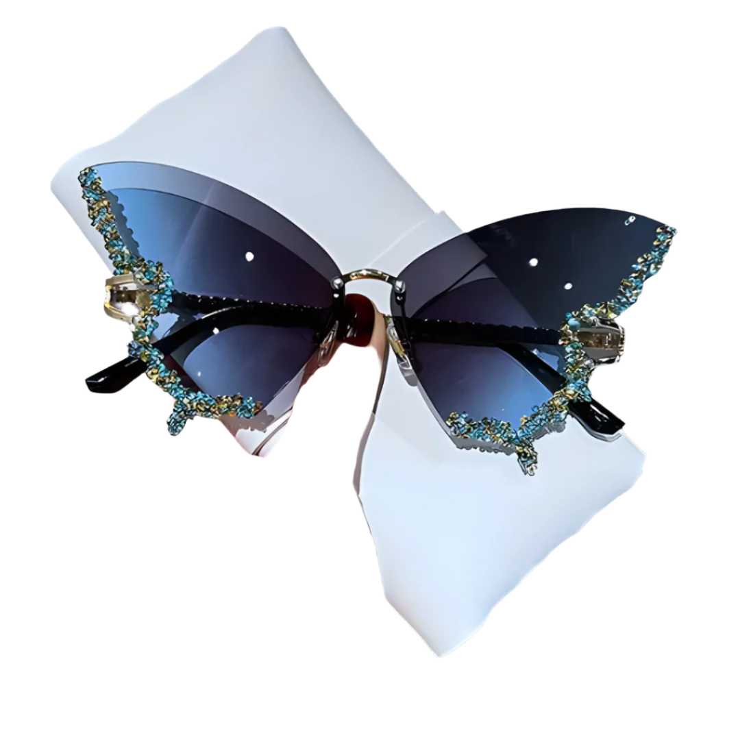 Rimless Diamond Butterfly Sunglasses