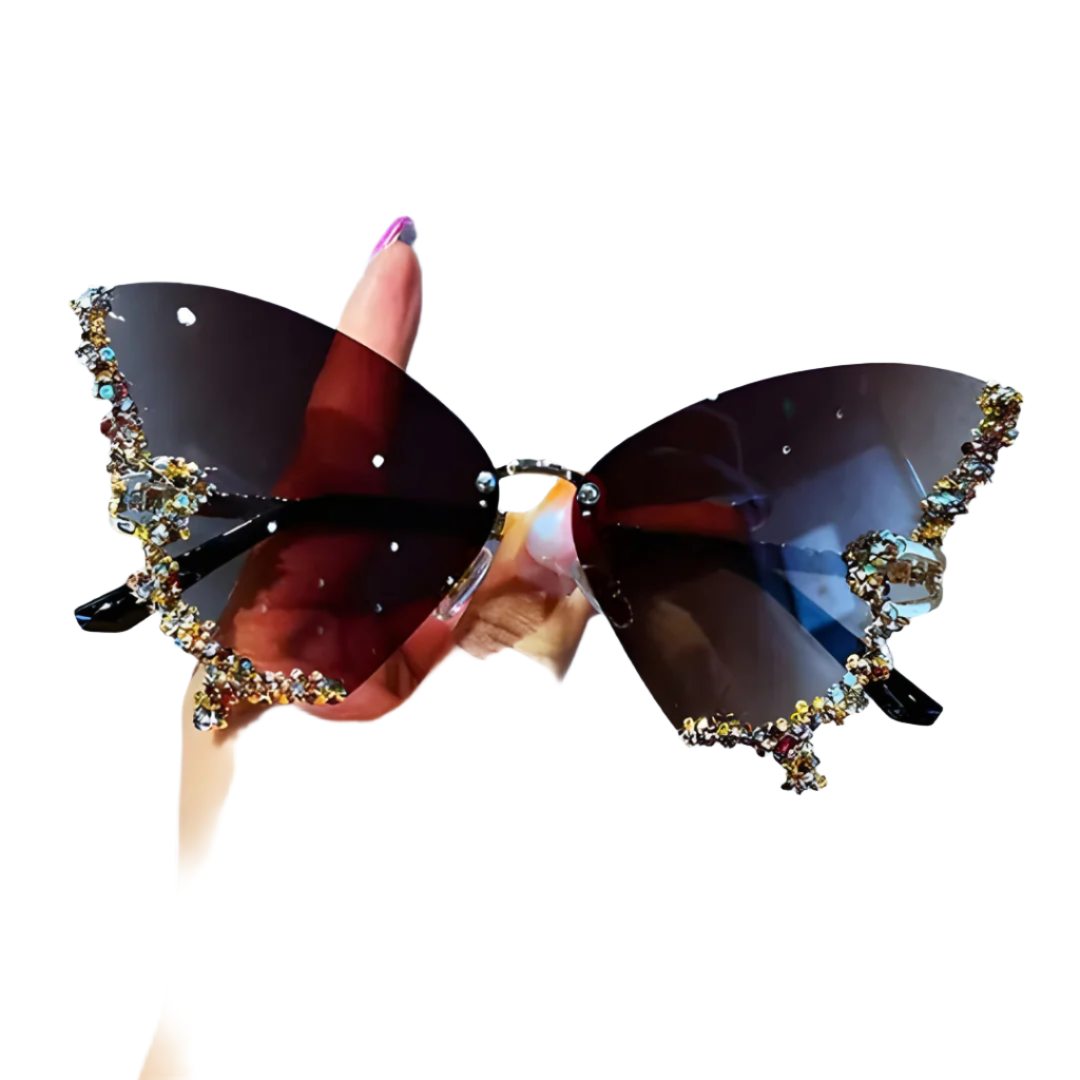 Rimless Diamond Butterfly Sunglasses