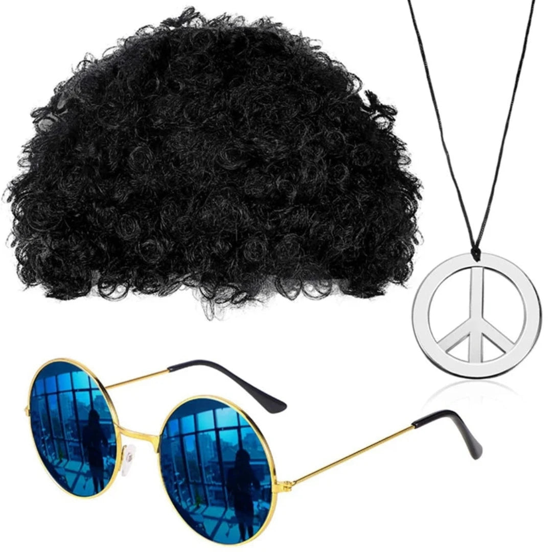 Afro, Wig, Funky SG, Necklace & Mustache