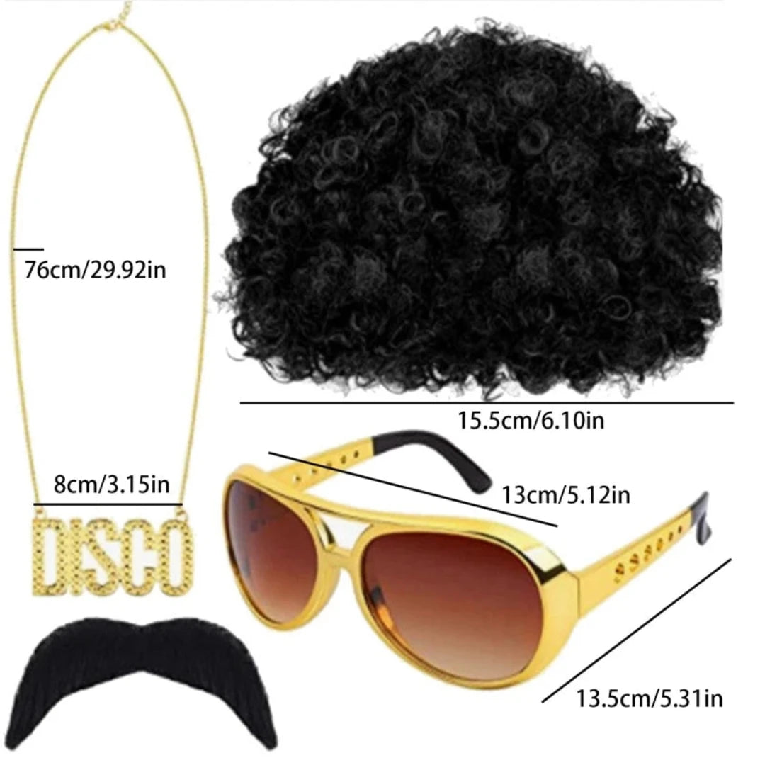 Afro, Wig, Funky SG, Necklace & Mustache