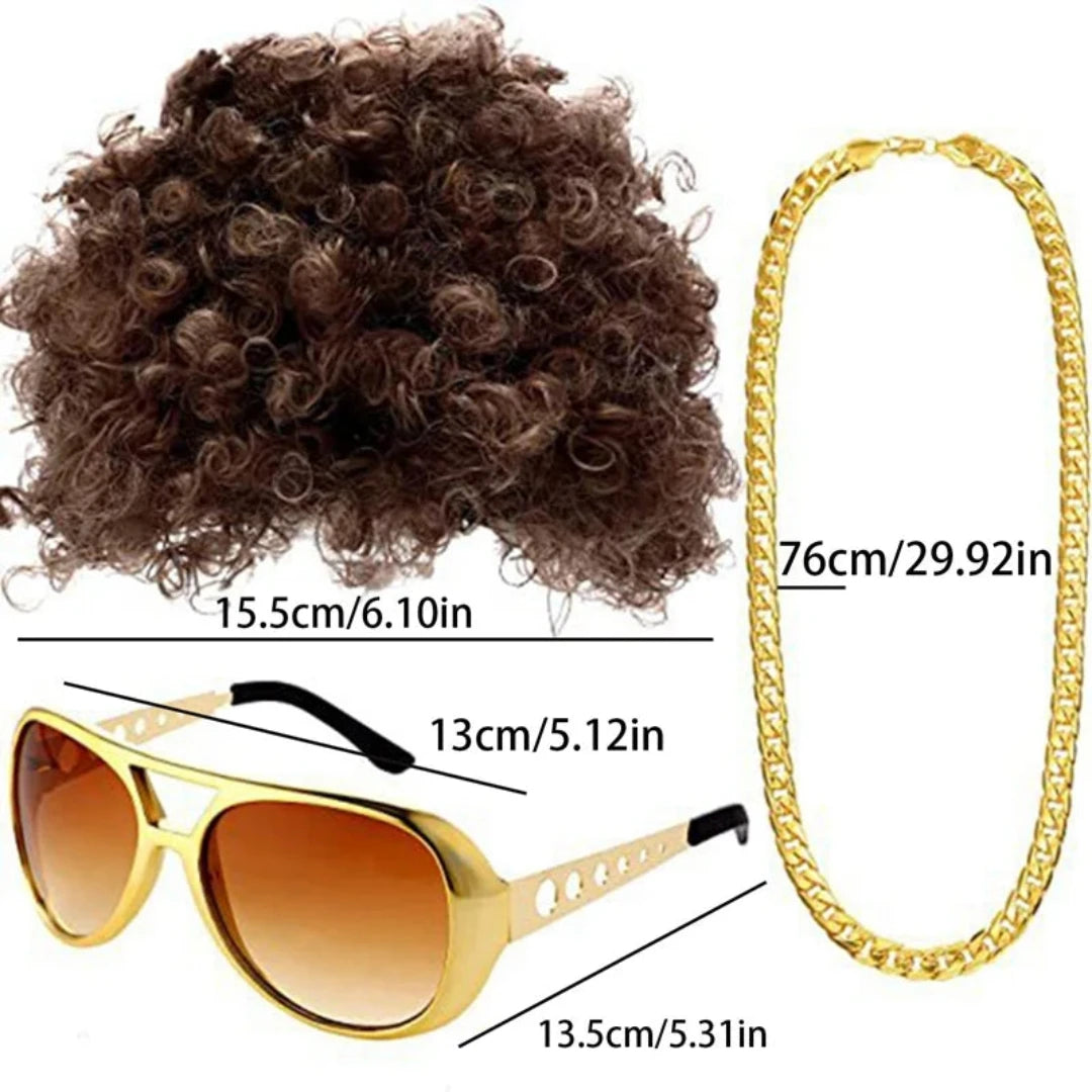 Afro, Wig, Funky SG, Necklace & Mustache
