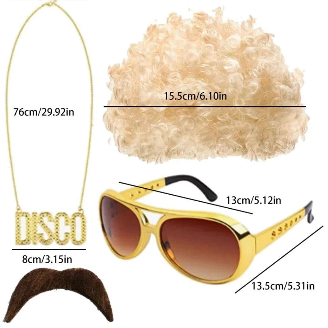 Afro, Wig, Funky SG, Necklace & Mustache