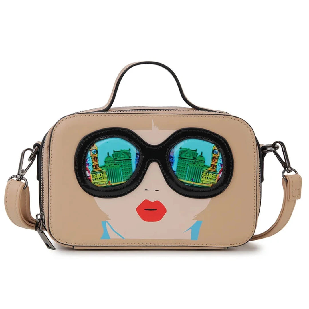 Novelty Lady With SG Face Box Shape Shoulder Bag