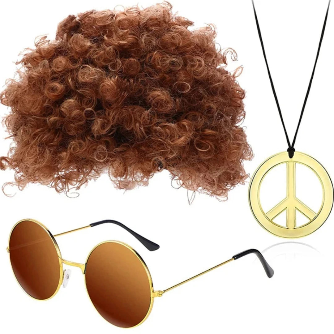 Afro, Wig, Funky SG, Necklace & Mustache