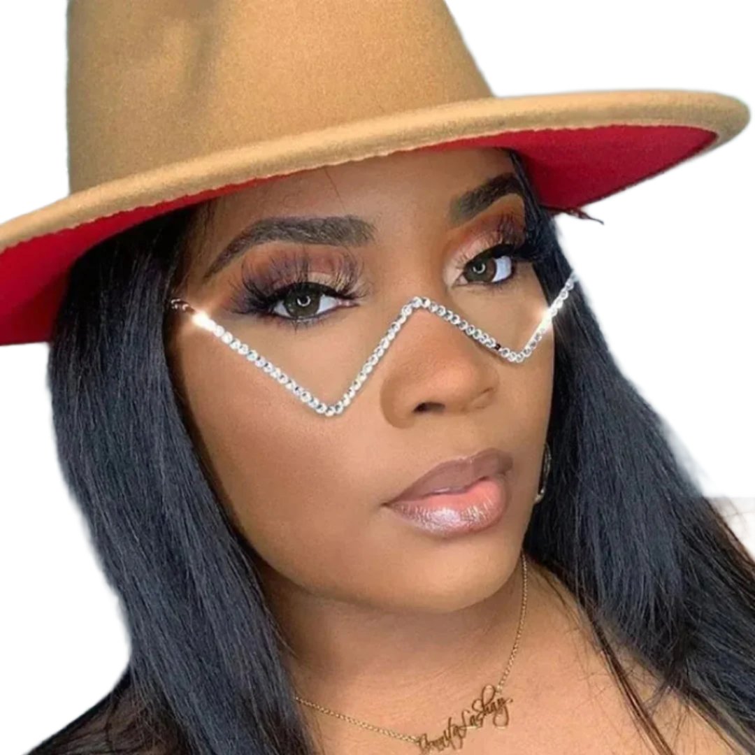 Unique Diamond-Decorated Half-Metal Frame Glasses