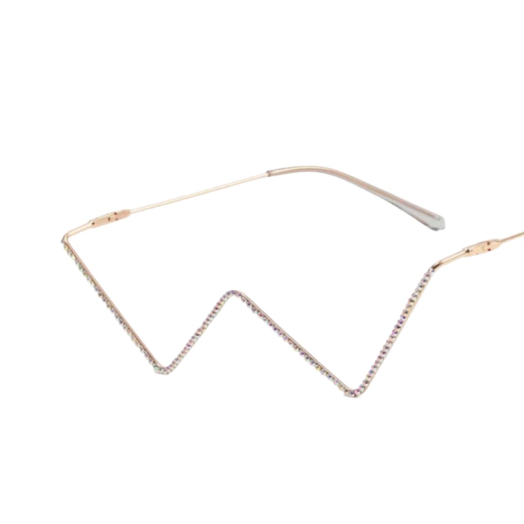 Unique Diamond-Decorated Half-Metal Frame Glasses