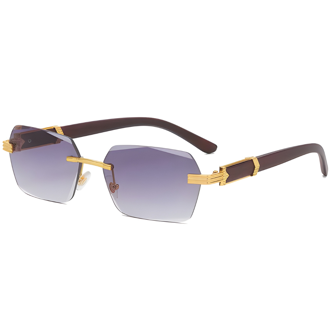 Vintage Wooden Rimless Sunglasses1