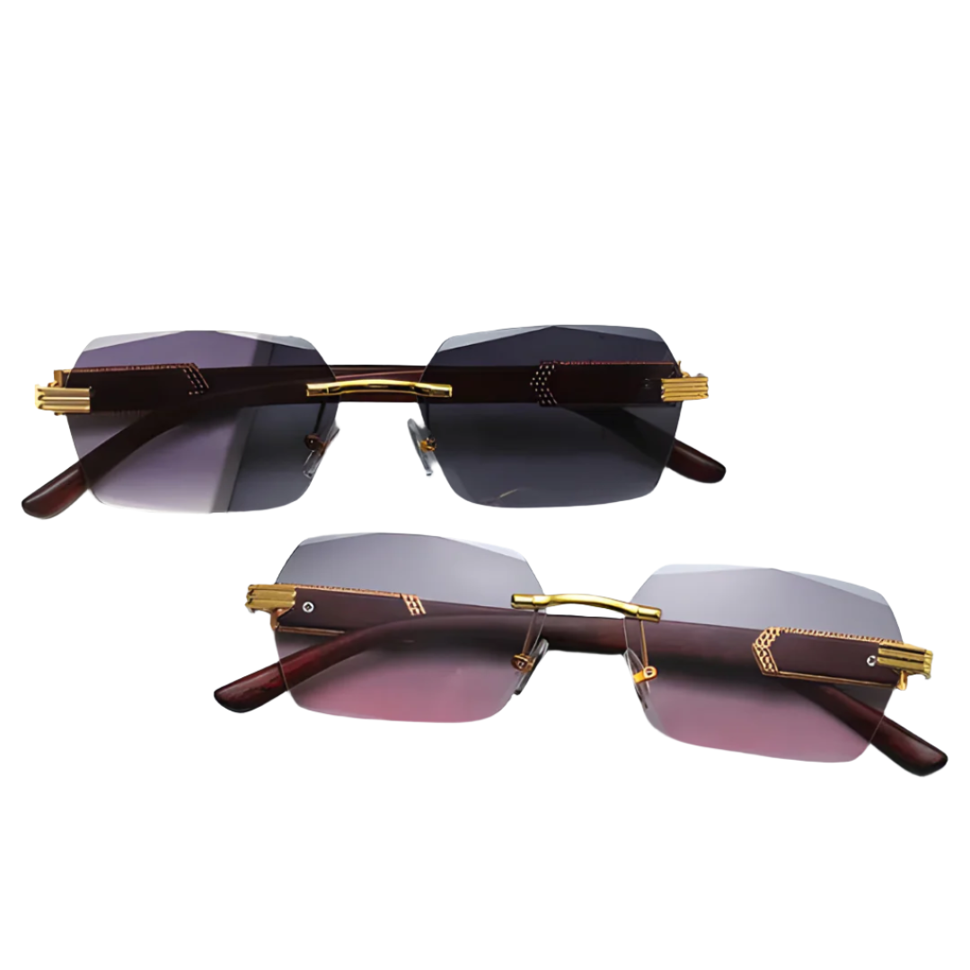 Vintage Wooden Rimless Sunglasses3