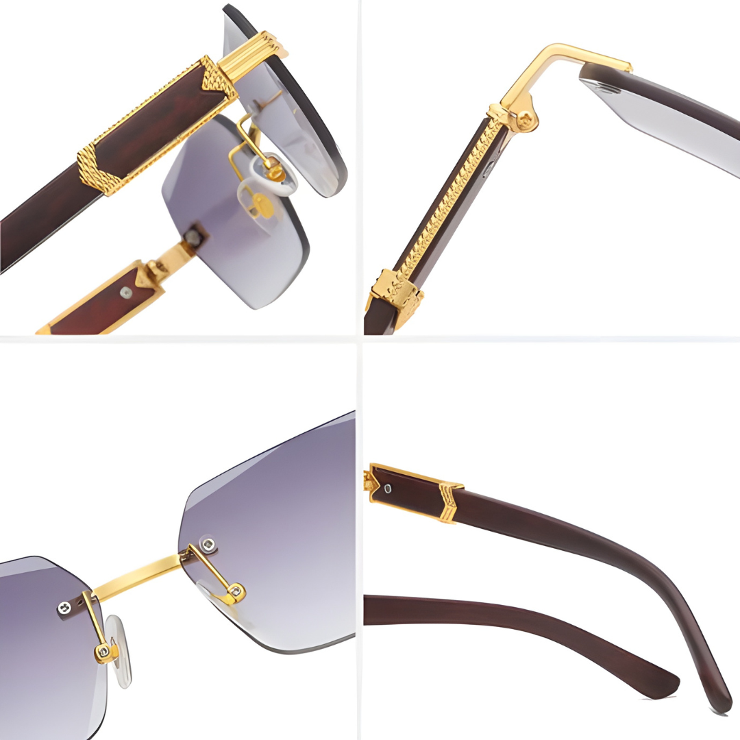 Vintage Wooden Rimless Sunglasses4
