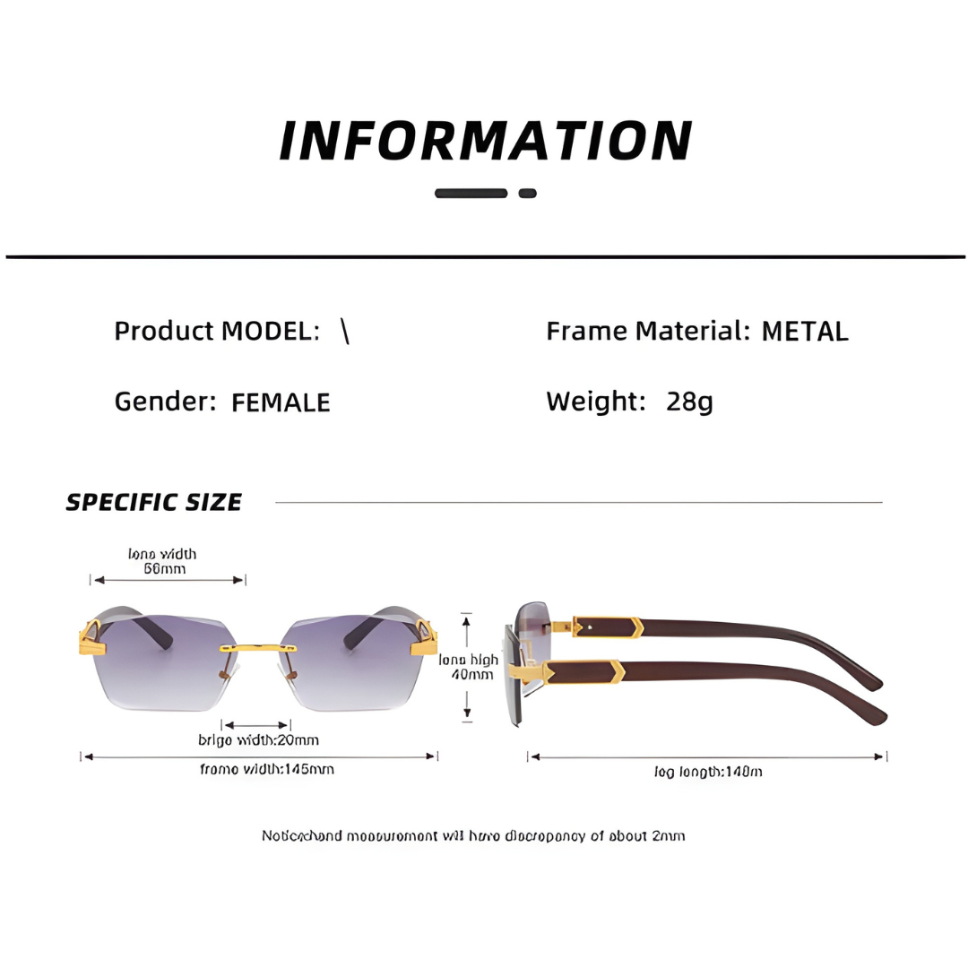 Vintage Wooden Rimless Sunglasses5